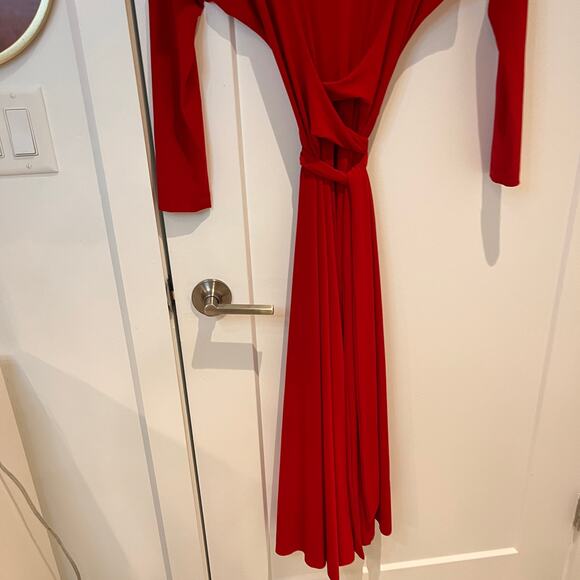 NEW KamaliKulture x Norma Kamali Red Dolman Sleeve Wrap Midi Dress Sz XS - Picture 5 of 10